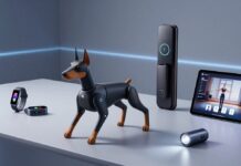 The Xiaomi Gauntlet: Field-Testing the Future of Consumer Ecosystems A collection of innovative Xiaomi tech including the Cyberdog 2 robot, a palm-scanning smart door lock, the Smart Band 10, and a multi-function survival flashlight, showcasing a futuristic consumer electronics ecosystem.