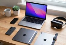 Apple Products Explained: The Complete Beginner’s Guide A comprehensive collection of 2026 Apple ecosystem products, including the iPhone 16e, MacBook Pro, iPad Pro with Apple Pencil, Apple Watch, and Apple Vision Pro, arranged on a modern minimalist desk.